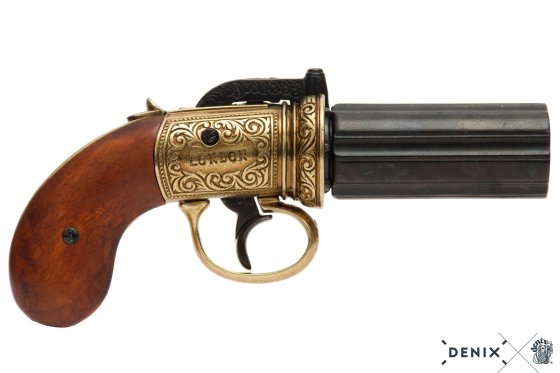 Replika Pepperbox – šestihlavňový revolver, Anglie 1840