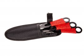 Sada vrhacích nožů Kandar červený paracord (82)