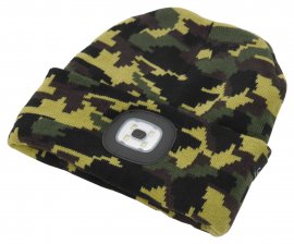Čepice ARMY s LED svítilnou USB nabíjecí