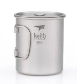Titanový hrnek Keith s víčkem 450ml 2