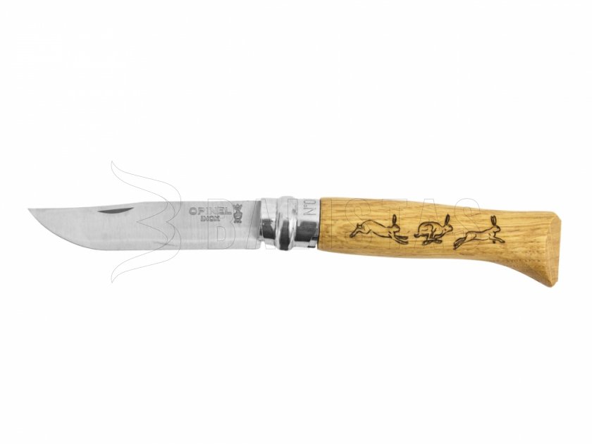 Nůž Opinel 8 Zavírací Inox Buk Motiv Zajíce
