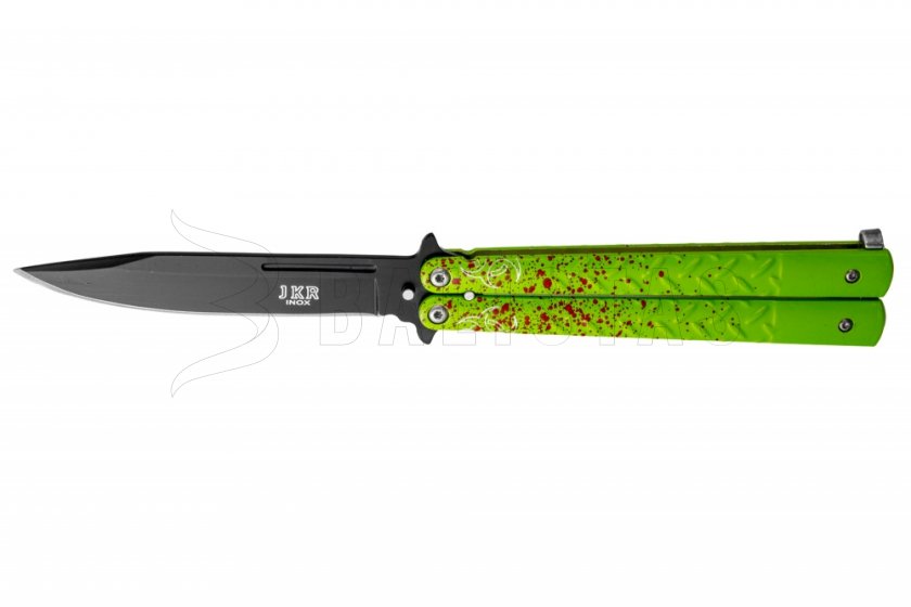 Nůž Joker motýlek zeleno-červený ostří 11 cm
