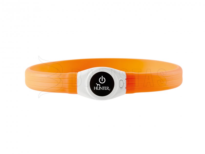 Svítící obojek Hunter Yukon LED 20-63cm oranžový