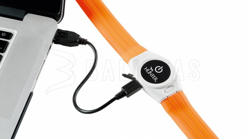 Svítící obojek Hunter Yukon LED 20-63cm oranžový