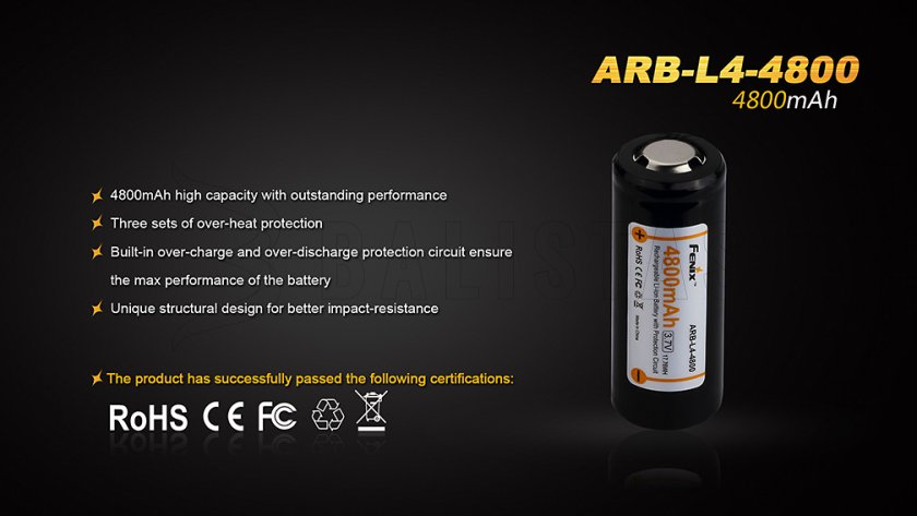 Dobíjecí baterie Fenix 26650 4800 mAh (Li-Ion)