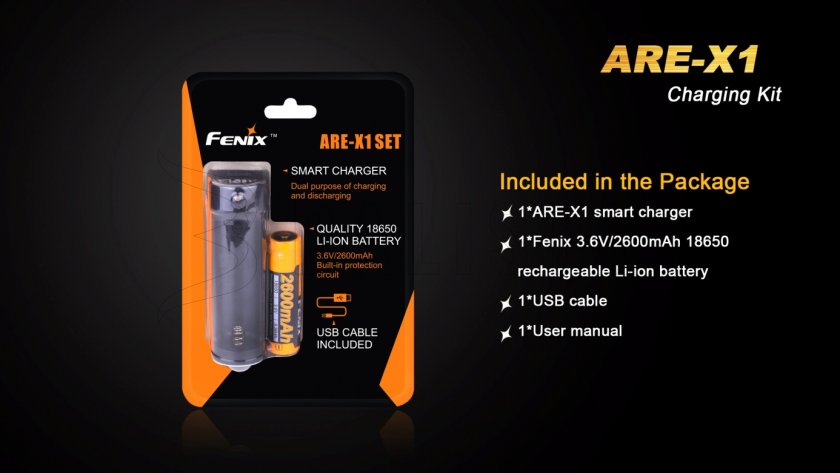 USB nabíječka Fenix ARE-X1 + 18650 (2600 mAh)