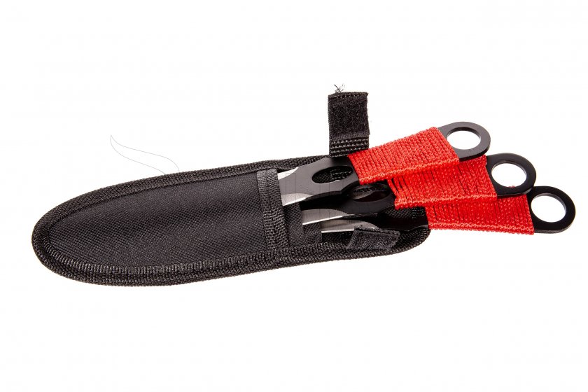Sada vrhacích nožů Kandar červený paracord (82)