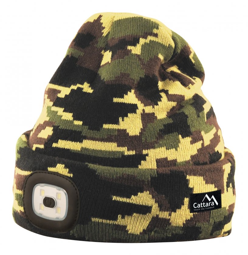 Čepice ARMY s LED svítilnou USB nabíjecí