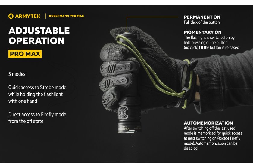 Svítilna Armytek Dobermann PRO MAX bílé světlo 25