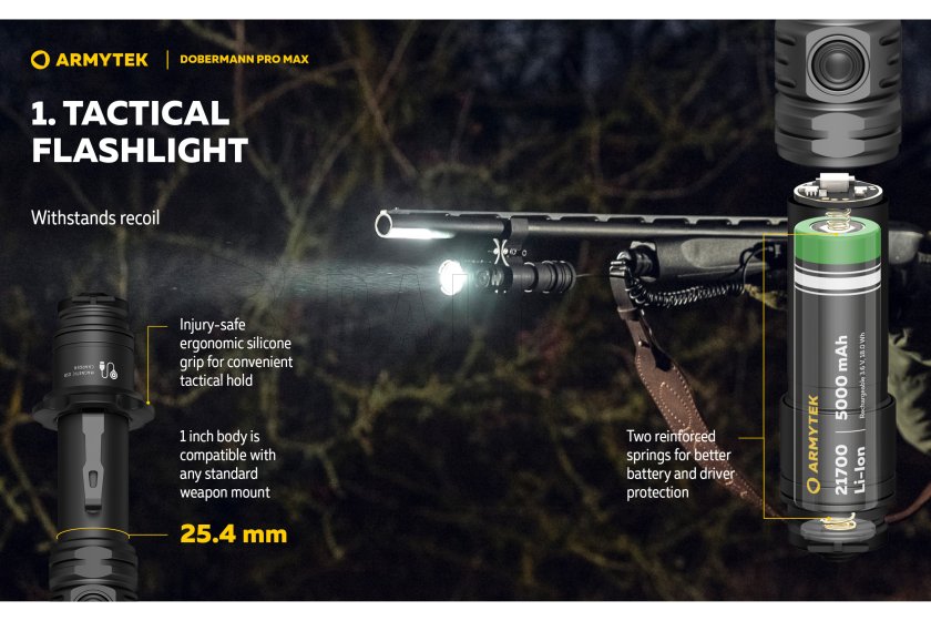 Svítilna Armytek Dobermann PRO MAX bílé světlo 19