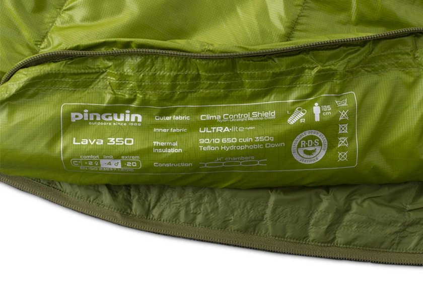 Spacák Pinguin Lava 350 175cm zelený levý 7