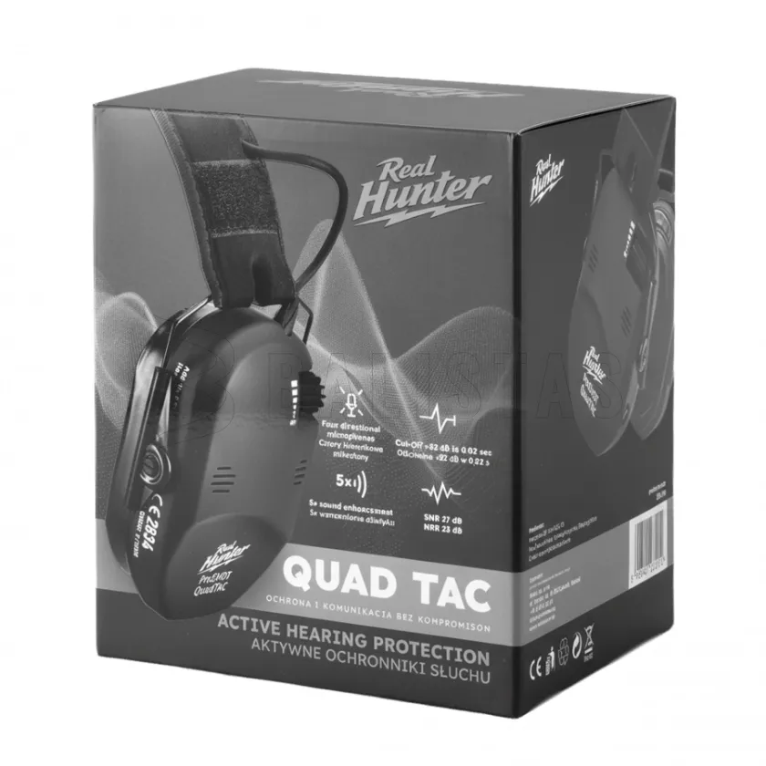 Aktivní střelecká sluchátka RealHunter Active ProSHOT QuadTAC Černé 9