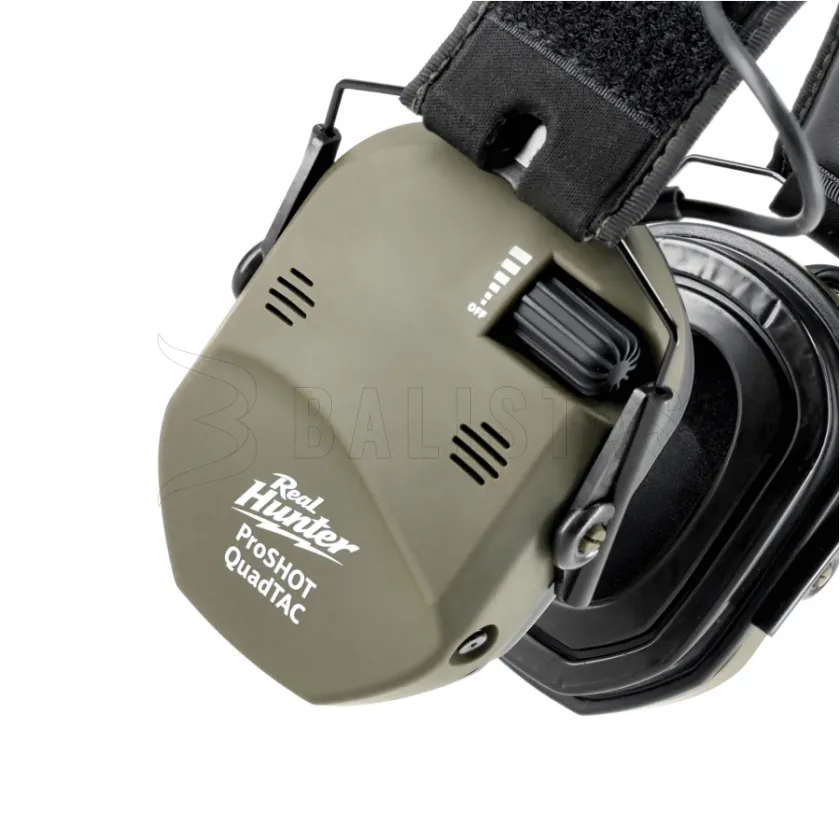 Aktivní střelecká sluchátka RealHunter Active ProSHOT QuadTAC Olivové 2